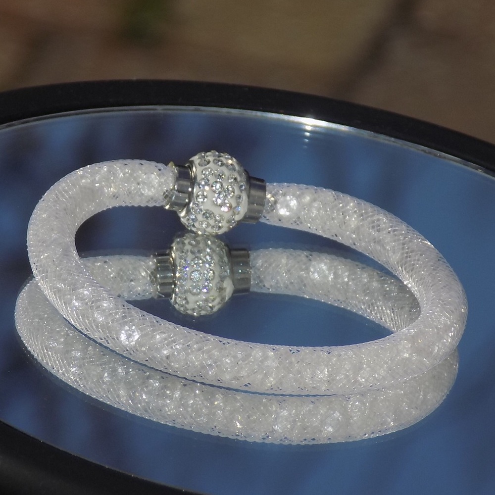 White Studded Swarovski Elements Bracelet